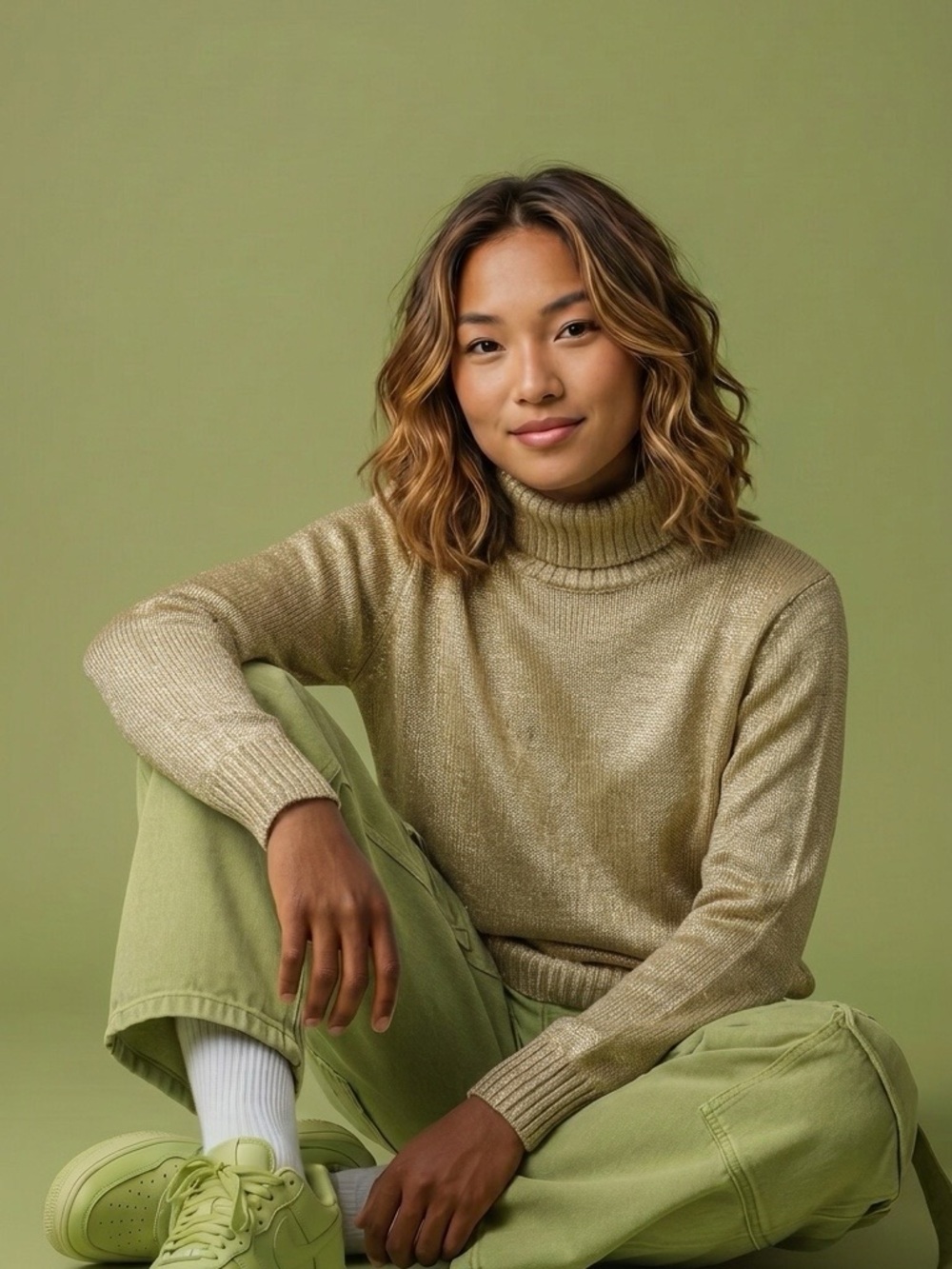 Lauren Ralph Lauren Gold Knit Turtleneck Sweater Medium